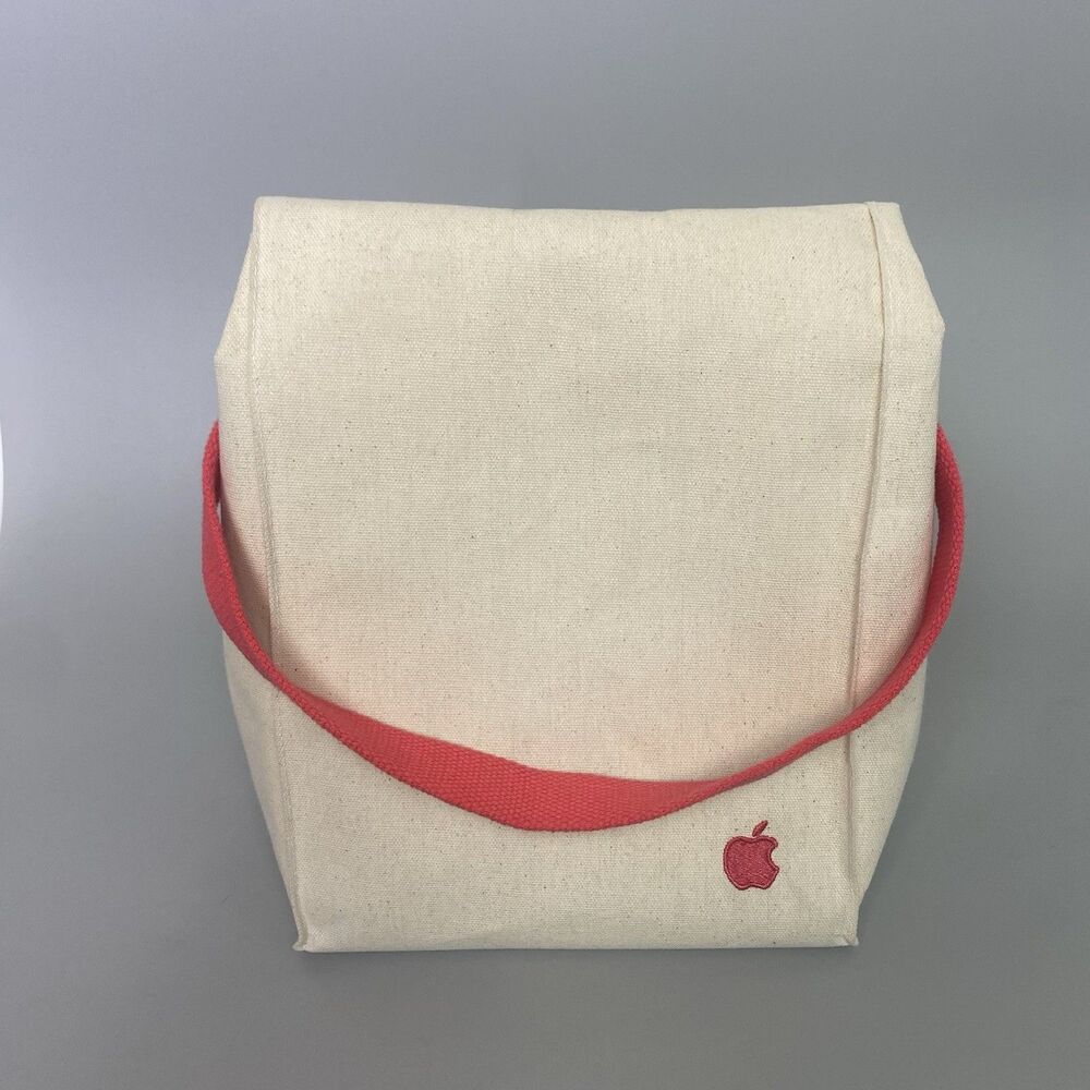 Apple Employee Eat Well Challenge Canvas Lunch Bag Tote Coral Pink Sunscope
